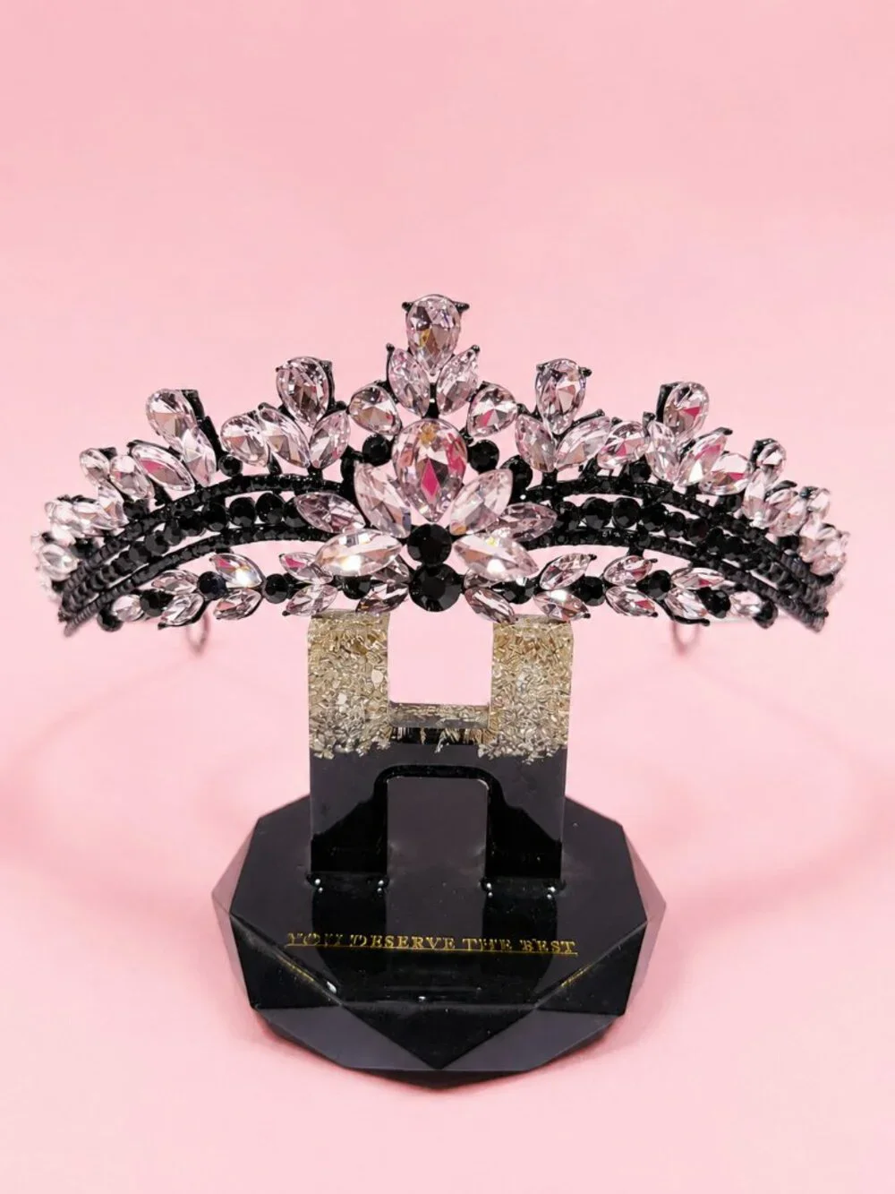black pink tiara, Princess tiara, Halloween costume crown, Flower Girl headband